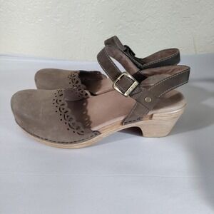 Dansko Brown Leather Mules with Strap
